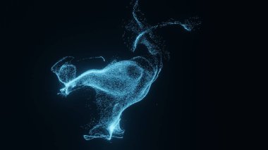 Siyah uzayda parlayan mavi parçacıkların hareketi, dalgalanmalar