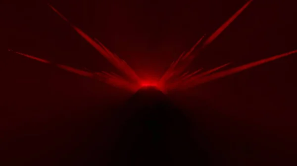 Visa på scen, belysning med dynamiska röda spotlights, 3D-simulering. — Stockfoto