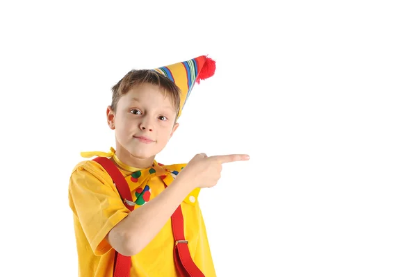 Aanwijsapparaat clown jongen — Stockfoto
