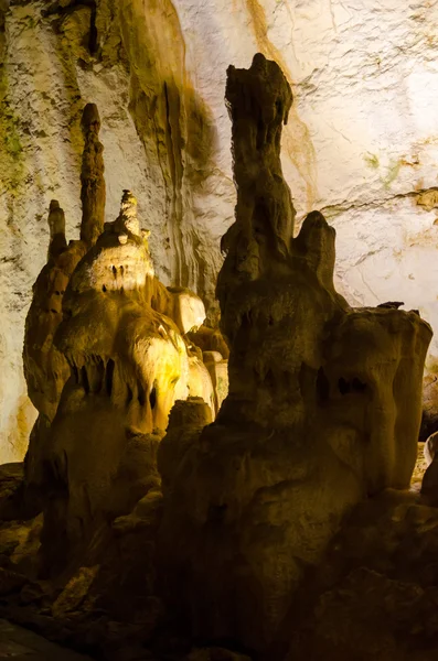 Stalagmites. Marble Cave. Crimea. — Stock Photo, Image