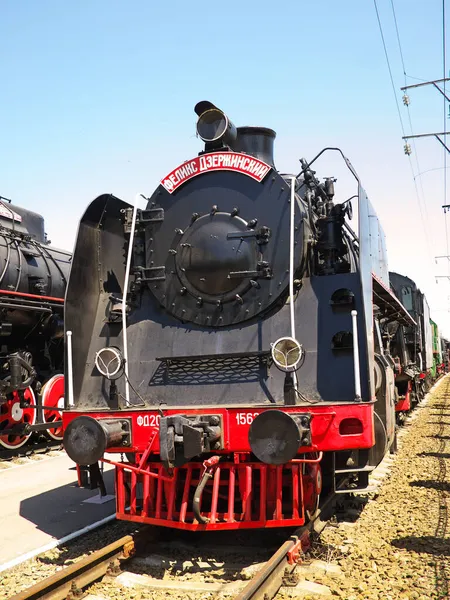 Rostov Don Rússia Julho 2021 Uma Antiga Locomotiva Vapor Soviética — Fotografia de Stock