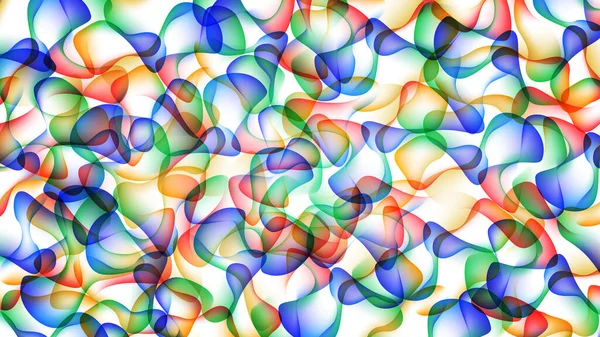 Üstüste binen saydam biçimsiz figürlerin soyut çok renkli arkaplanı ve beyaz bir arkaplanda aydınlatma. Vektör illüstrasyonu.