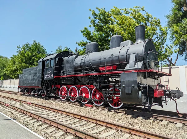 Rostov Sul Don Russia Luglio 2021 Una Vecchia Locomotiva Vapore — Foto Stock