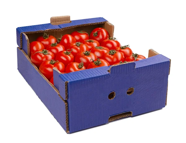 Bir kutu içinde domates — Stok fotoğraf