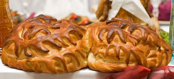 Delicioso pão de casamento estão prontos para os convidados . — Fotografia de Stock