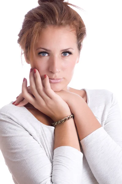 Portrait of a beautiful girl with piercing eyes — Stock Photo, Image