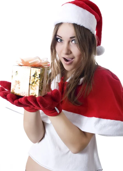 Glad flicka i jul hatt. — Stockfoto