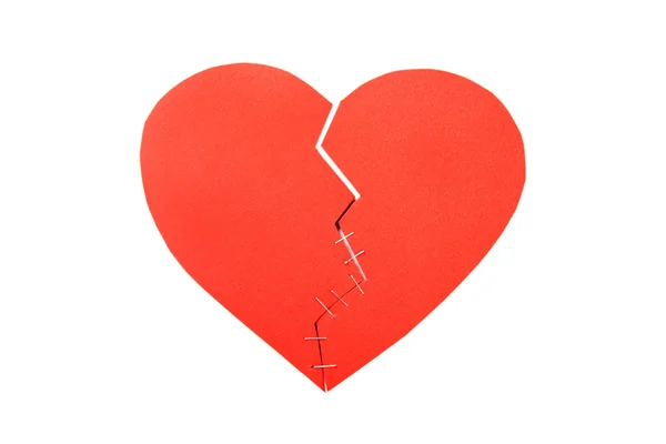 Broken cardboard heart isolated on white background — Stock Photo, Image