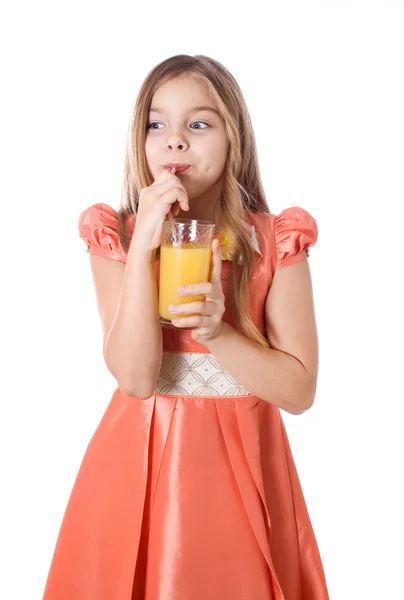 Girl with juice — Stock Photo, Image