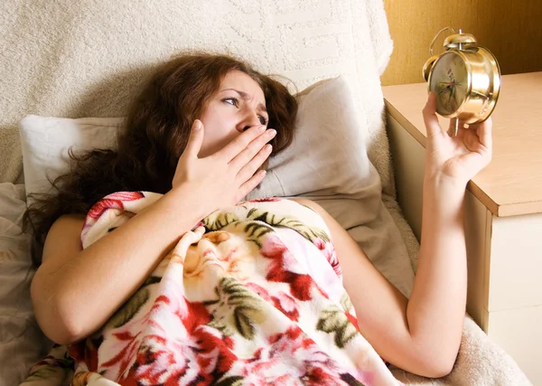 Surprised Clock Woman — Stock Photo, Image