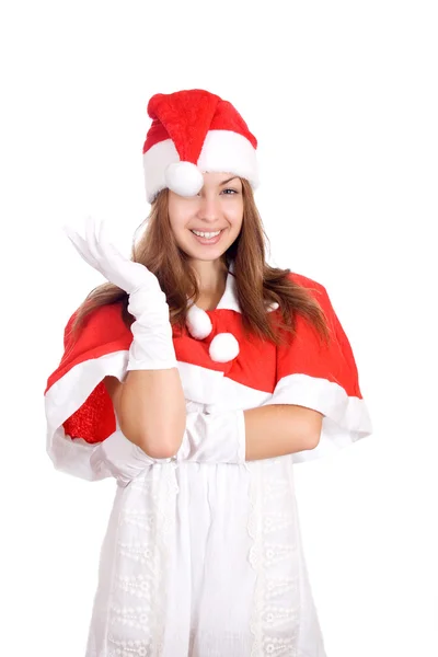 Retrato de uma jovem mulher de Natal se perguntando — Fotografia de Stock