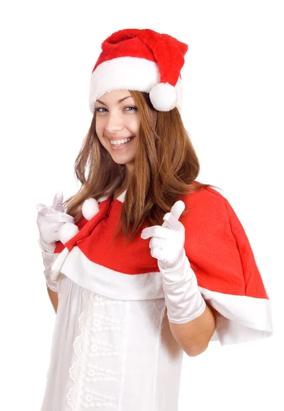 Lachende jonge vrouw van Kerstmis — Stockfoto