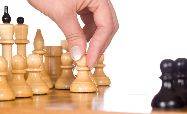 Šachový pěšec přesunout — Stock fotografie