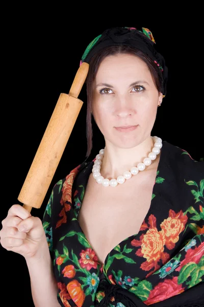 Woman with a rolling pin — Stock Photo, Image