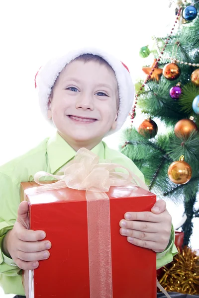 Boy with Christmas present — Stock Photo, Image