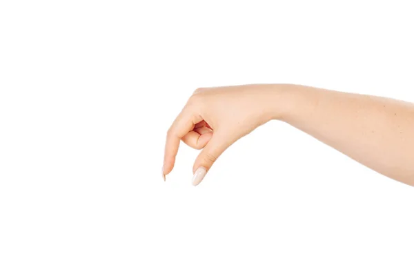 Gesture Woman Hand Show Measure Isolated White Background — Stock Photo, Image