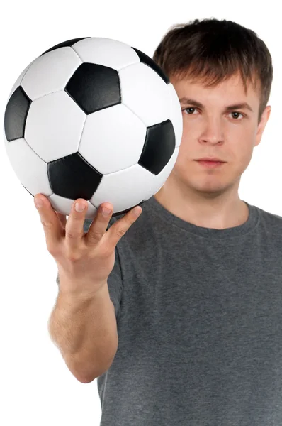 Homem com bola de futebol clássico — Fotografia de Stock