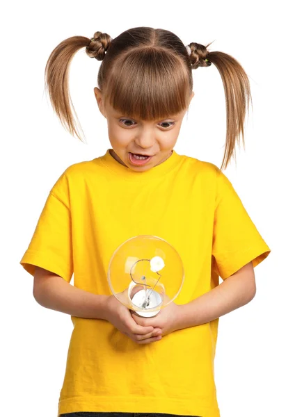 Menina com lâmpada — Fotografia de Stock