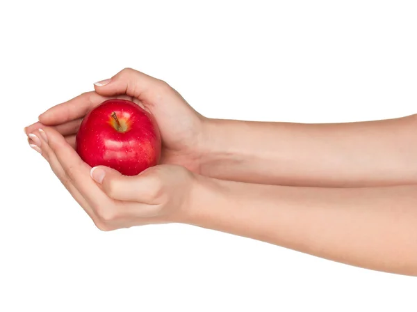 Hand med äpple — Stockfoto