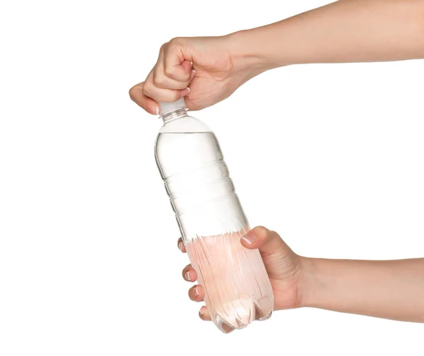 Рука з пляшкою води — стокове фото