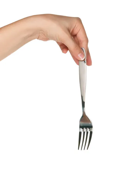 Hand med gaffel — Stockfoto
