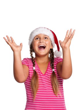 Noel Baba şapkalı kız.