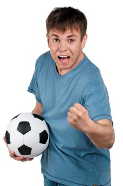 Klasik futbol topu ile adam