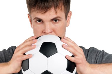 Klasik futbol topu ile adam