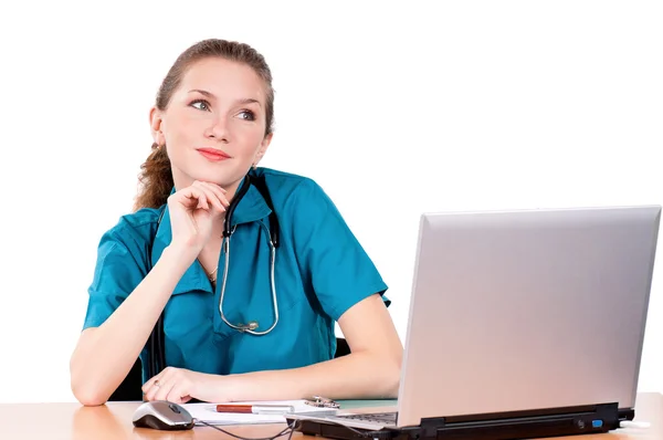 Doctor with laptop — Stock Photo, Image