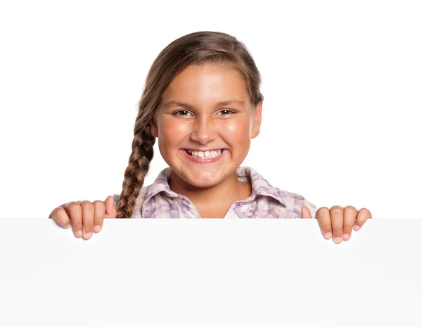 Chica con blanco en blanco — Foto de Stock