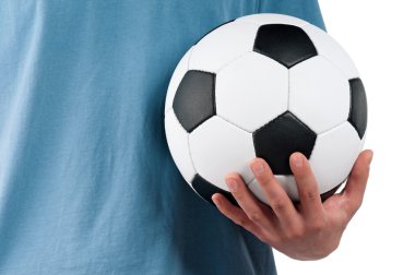 Klasik futbol topu ile adam