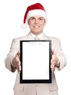 santa şapka adam portresi