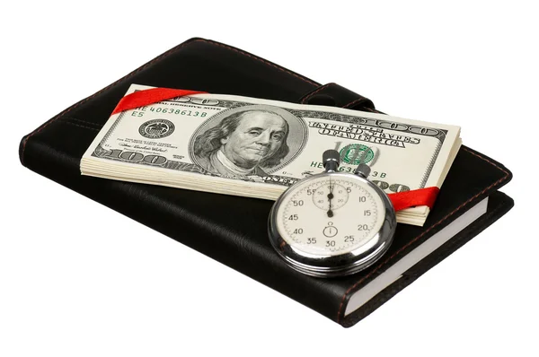 Dollars and stopwatch — Stock Photo, Image