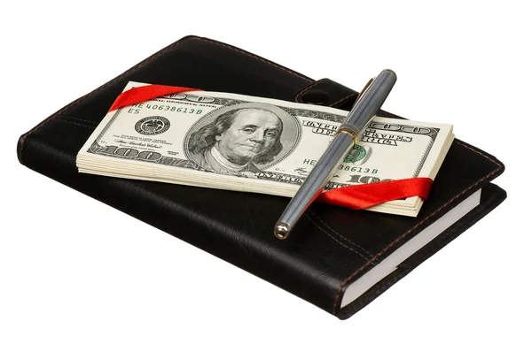 Dollars and notepad — Stock Photo, Image