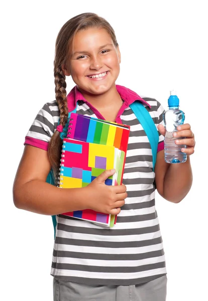 Chica con cuadernos de ejercicios — Foto de Stock