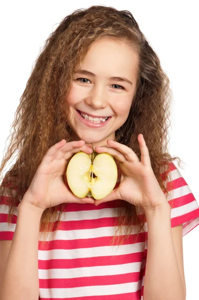 Ragazza con mela — Foto Stock