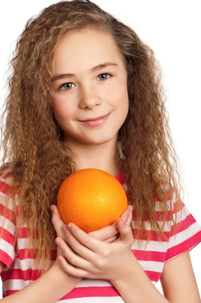 Menina com laranja — Fotografia de Stock