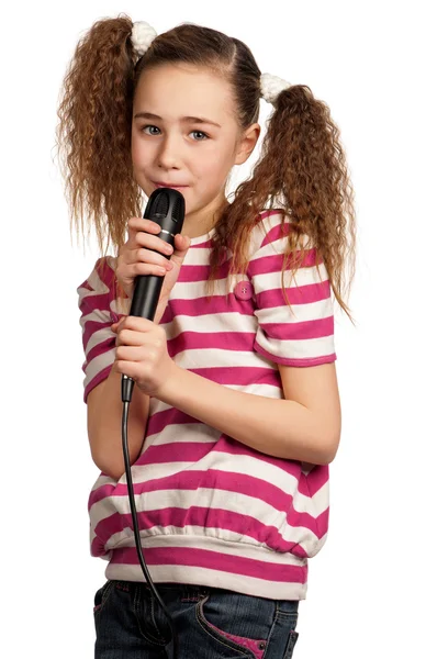 Girl with microphone Stock Photo