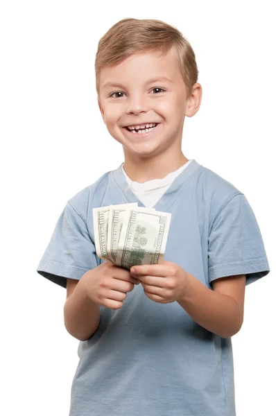 Мальчик с долларами — стоковое фото
