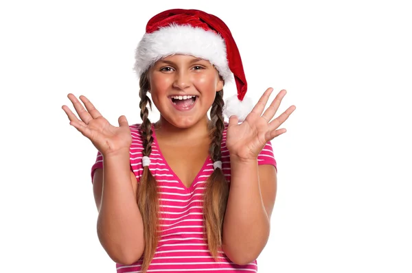 Mädchen mit Weihnachtsmütze — Stockfoto