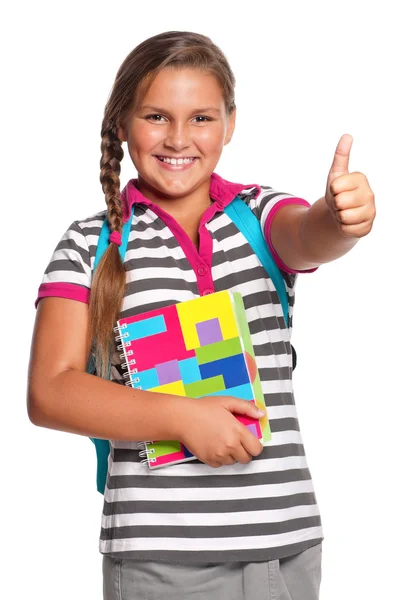 Chica con cuadernos de ejercicios — Foto de Stock