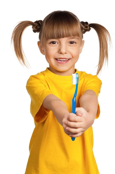 Ragazza con spazzolino da denti — Foto Stock