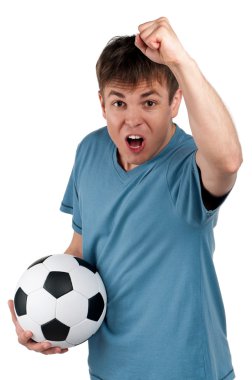Klasik futbol topu ile adam