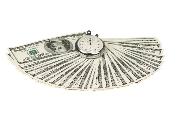 Dollars and stopwatch — Stock Photo, Image