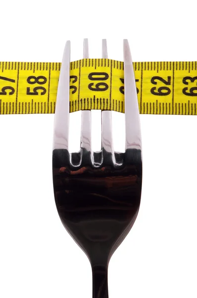 Fork with measure tape — Stock Photo, Image