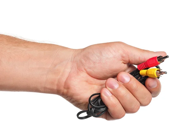 Ręka z złącza kabla — Zdjęcie stockowe