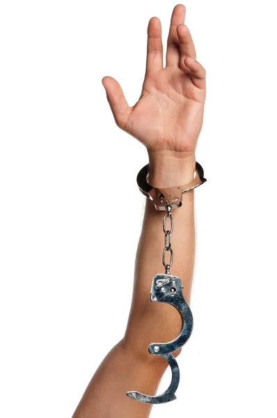 Hand with handcuffs — Stock Photo, Image