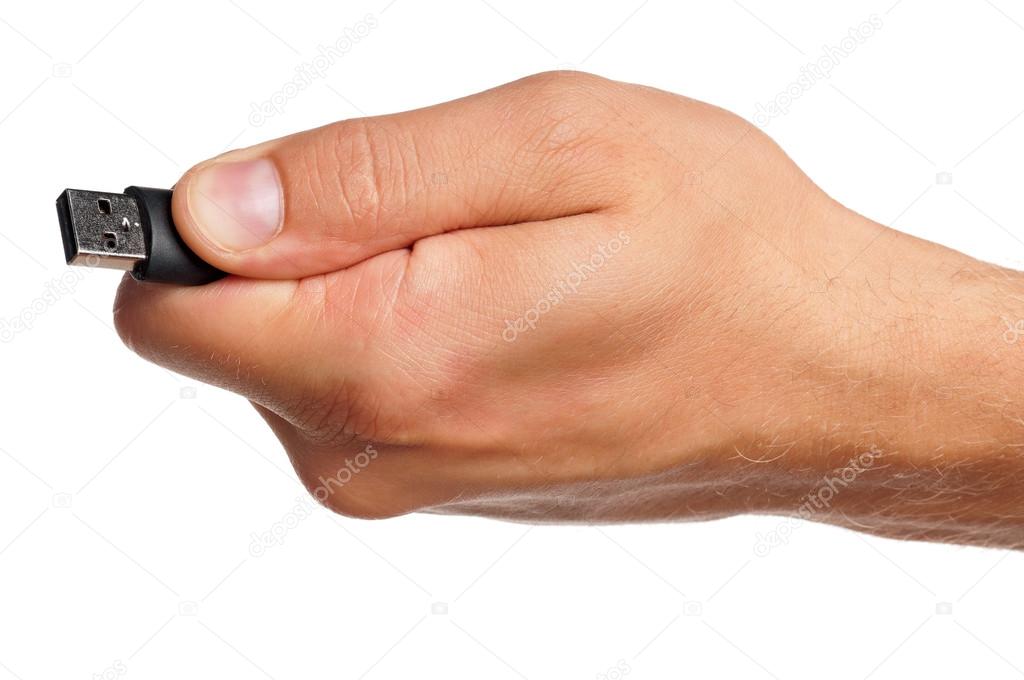 Hand with flash drive