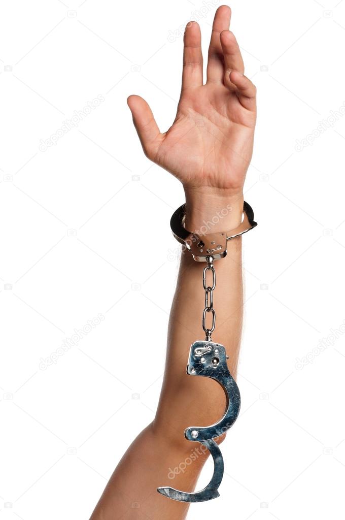 Hand with handcuffs