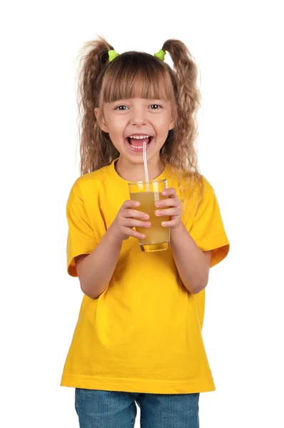 Little girl with juice — Stock Photo, Image